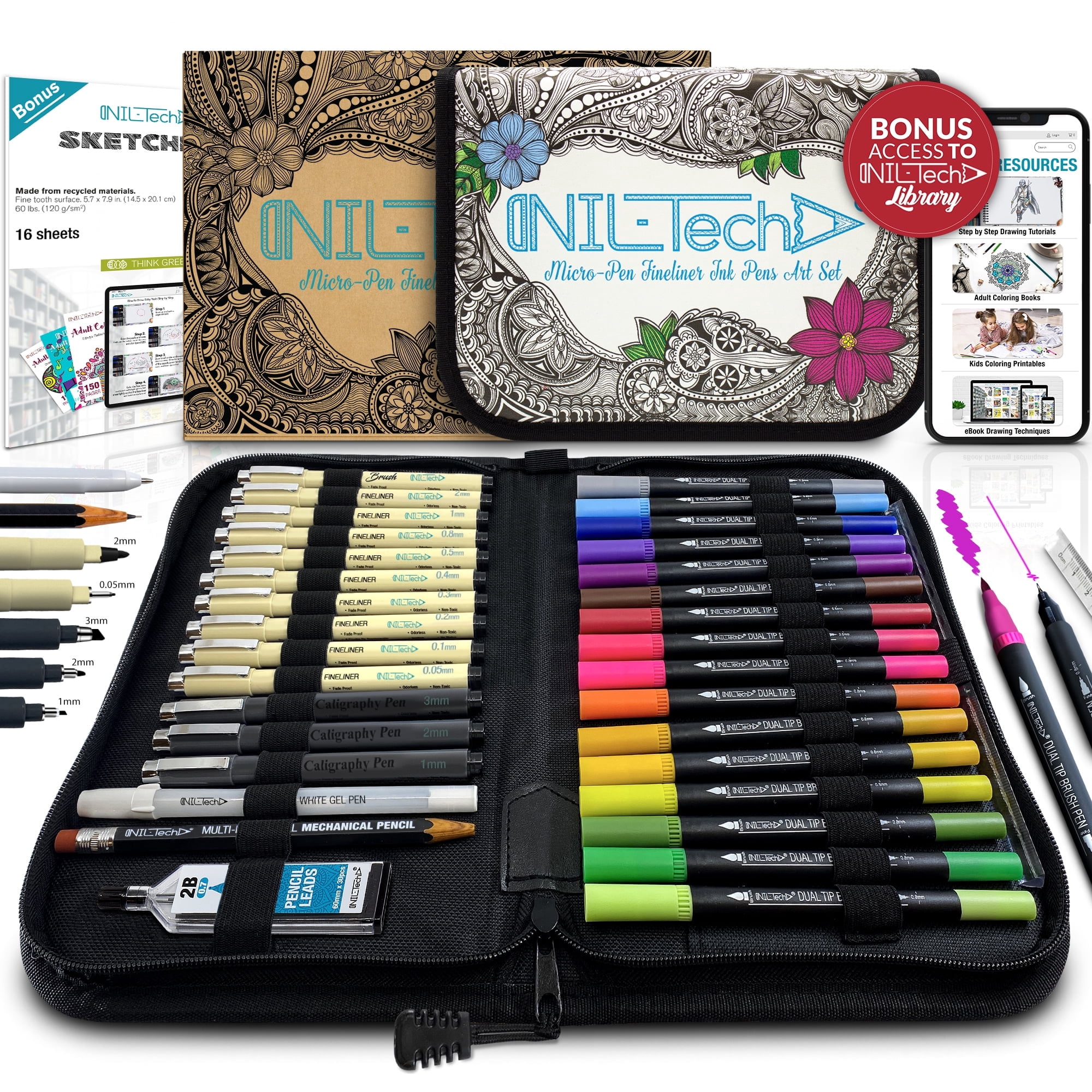 Dual Tip Markers Set - 36 Pcs Art supply, Calligraphy Pen, Bullet Journal, Brush Pens, Adult Coloring