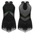 thumbnail image 1 of Runhomal Justaucorps à Franges à Pampilles pour Fille Enfant Latin Rumba Salsa Tango Danse Combinaison Robe Justaucorps Lyrique Noir 8, 1 of 6