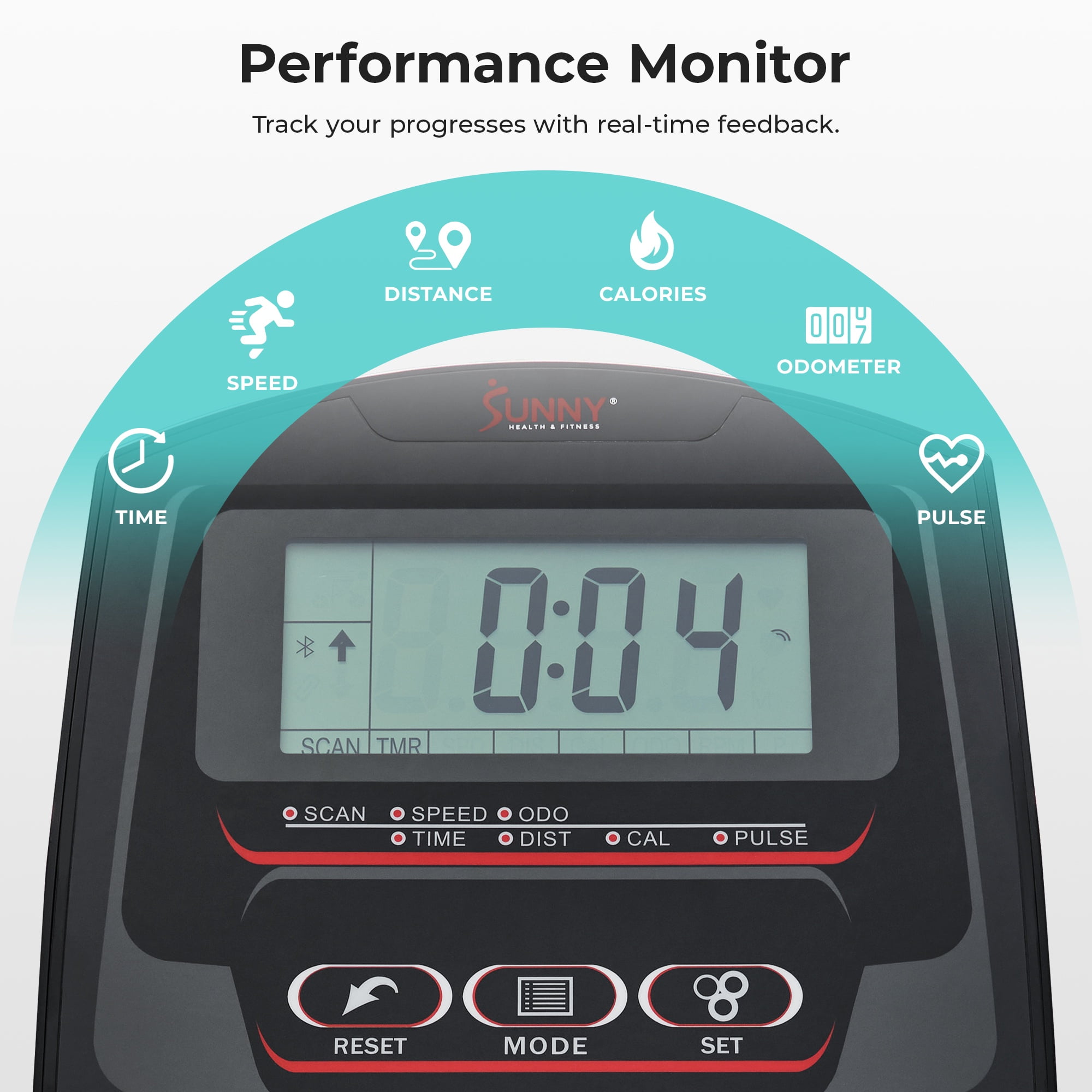Sunny Health & Fitness Smart Heavy-Duty Elliptical Exercise Machine, Low-Impact Cardio Cross Trainer w Free SunnyFit App via Bluetooth – SF-E323055S