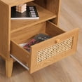 thumbnail image 5 of Tolead Boho Rattan Nightstand with Decor Drawer & Open Shelf, Living Room, Bedroom, Top, Sturdy, Oak, 5 of 8