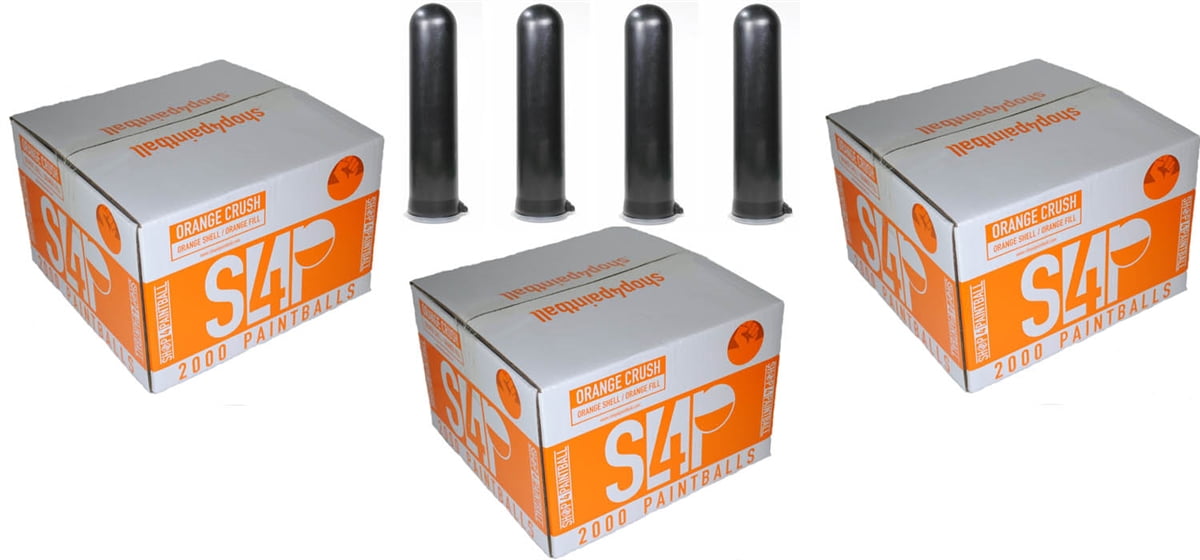 3 CASES (6,000 Paintballs) + 4 PODS S4P ORANGE CRUSH .68 Cal