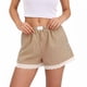thumbnail image 2 of TaTaai Women's Spring Summer Cute Striped Lace Splice Elastic Waist Short Pants Comfortable Soft Home Sleep Lounge Shorts with Pockets Casual Daily Wear Gift, 2 of 5