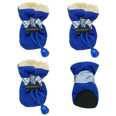 Pet Artist 4pcs Reflective No Slip Dog Shoes Boots Booties Waterproof Dog Socks Soft Fleece Padded