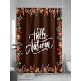 thumbnail image 5 of Fsddascl Brown Hello Autumn Shower Curtain Set - Extra Long 72" x 96" Washable Bathtub Curtain with 12 Hooks, Fall Maple Leaf Watercolor Retro Waterproof Fabric Stall Shower Curtains for Bathroom, 5 of 6