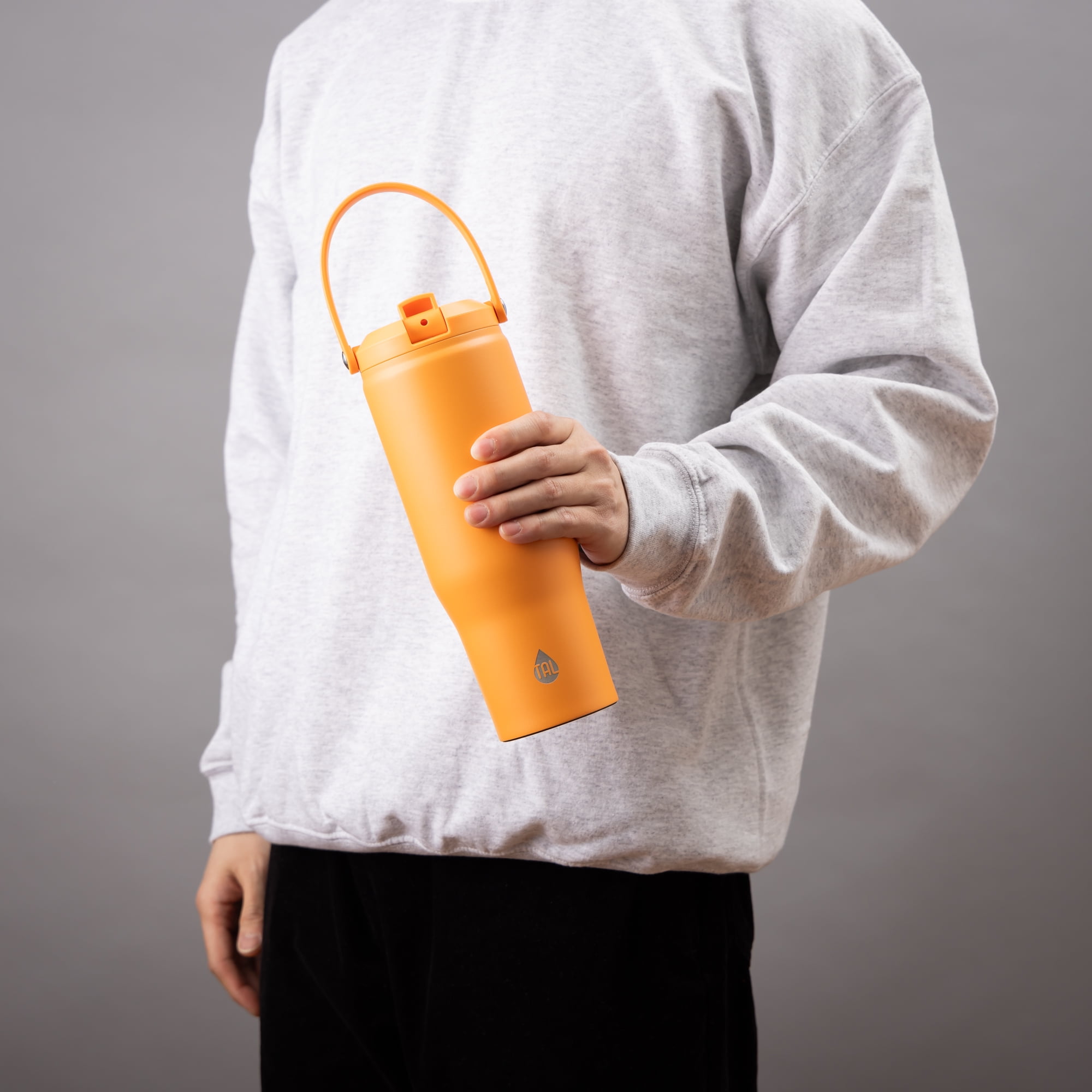 TAL Stainless Steel Hudson Tumbler with Flip-Up Straw 30oz, Orange