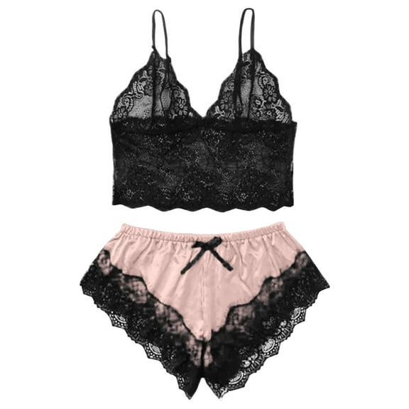 WMTBSRSW Womens Pajamas Set Lace Trim Cami Shorts Pj Set Cute 2PC Lounge Sleepwear Date Outfits