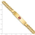 thumbnail image 3 of Real 14kt Yellow Gold Medical Red Enamel Curb ID Chain Bracelet; 8 inch; Lobster Clasp; for Adults and Teens; for Women and Men, 3 of 3