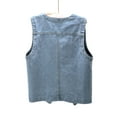thumbnail image 5 of TrendOFT Women's Plus Size Sleeveless Button Down Jean Vest V Neck Denim Jacket Blue S, 5 of 6