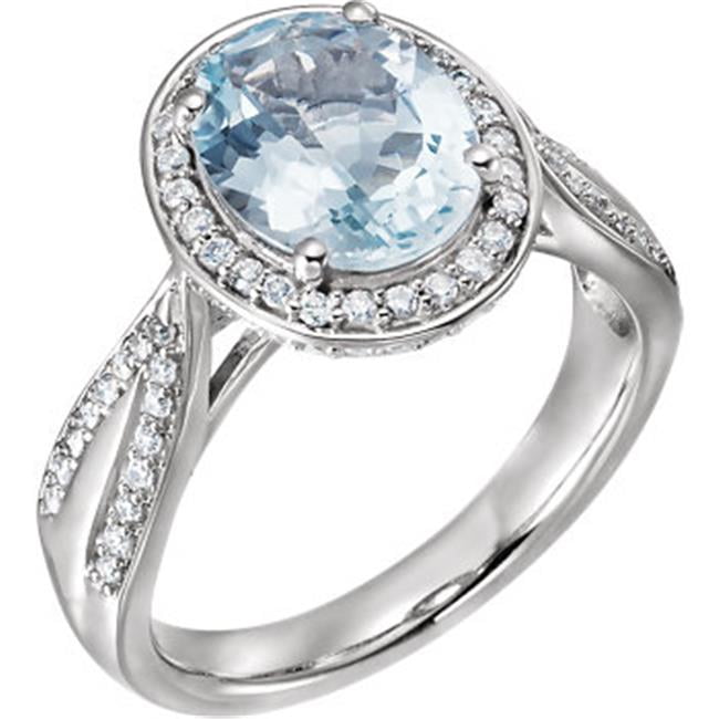 Stuller 66862-60001-P 14K White Gen Aquamarine Halo-Style Ring by Stuller