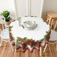 thumbnail image 6 of Christmas Tablecloth Round 60 Inch Red White Poinsettia Floral Table Cloth,Stain Resistance Polyester Winter Flower Xmas Table Covers for Kitchen Dining,Small Tablecloth for Party Picnic, 6 of 6