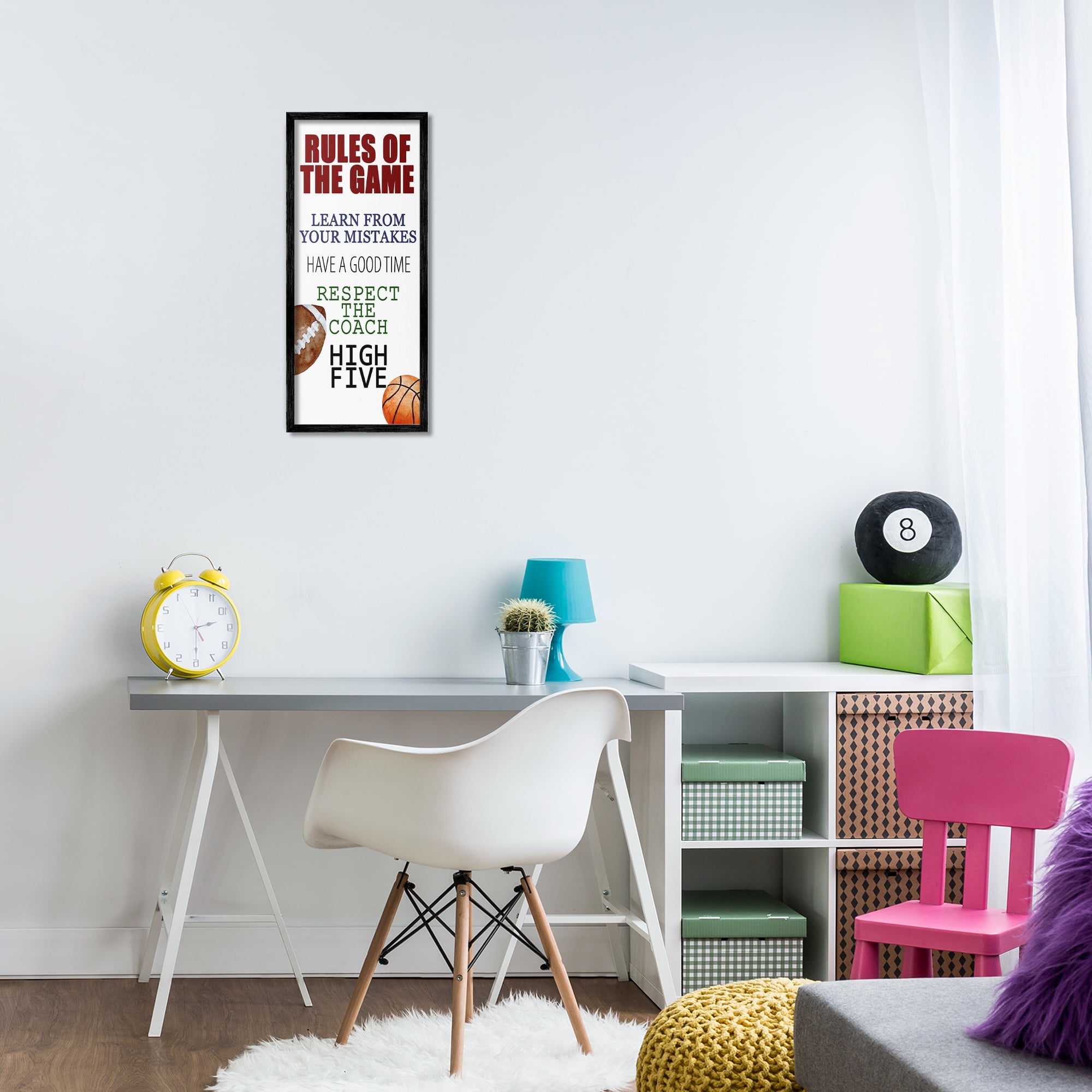Motivational Rules Of The Game Black Framed Giclee Art, design by Kim Allen
