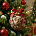 thumbnail image 4 of Diy Quilted Christmas Ornament Ball Kit, Patchwork Fabric Ball with Bow, Featuring a Deer Design, Rustic Holiday Tree Decor., 4 of 4