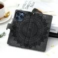 thumbnail image 3 of Flip Case for iPhone 16 Pro Max , Totem Embossed Flowers Premium PU Leather Wallet Folio Cover with Card Holder Kickstand Compatible with iPhone 16 Pro Max - Gray, 3 of 14