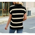thumbnail image 4 of Womens Short Sleeve Sweatshirt Summer V Neck Tops Casual Striped - Shirts Loose Fit Blouses Black S, 4 of 9