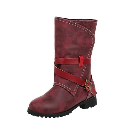 

LBECLEY Womens Taupe Boots Wide Calf Autumn and Winter Women Boots Long Boots Fashion Boots Winter Mid Boots Women Boots Chaps Girls Red 42