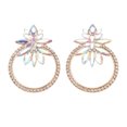 thumbnail image 2 of 2 Pares Aretes Para Mujer, Pendientes De Flores De Diamantes De Imitación Con Forma De Lágrima De aleación De Oro KC Para Fiesta Navideña, 2 of 7