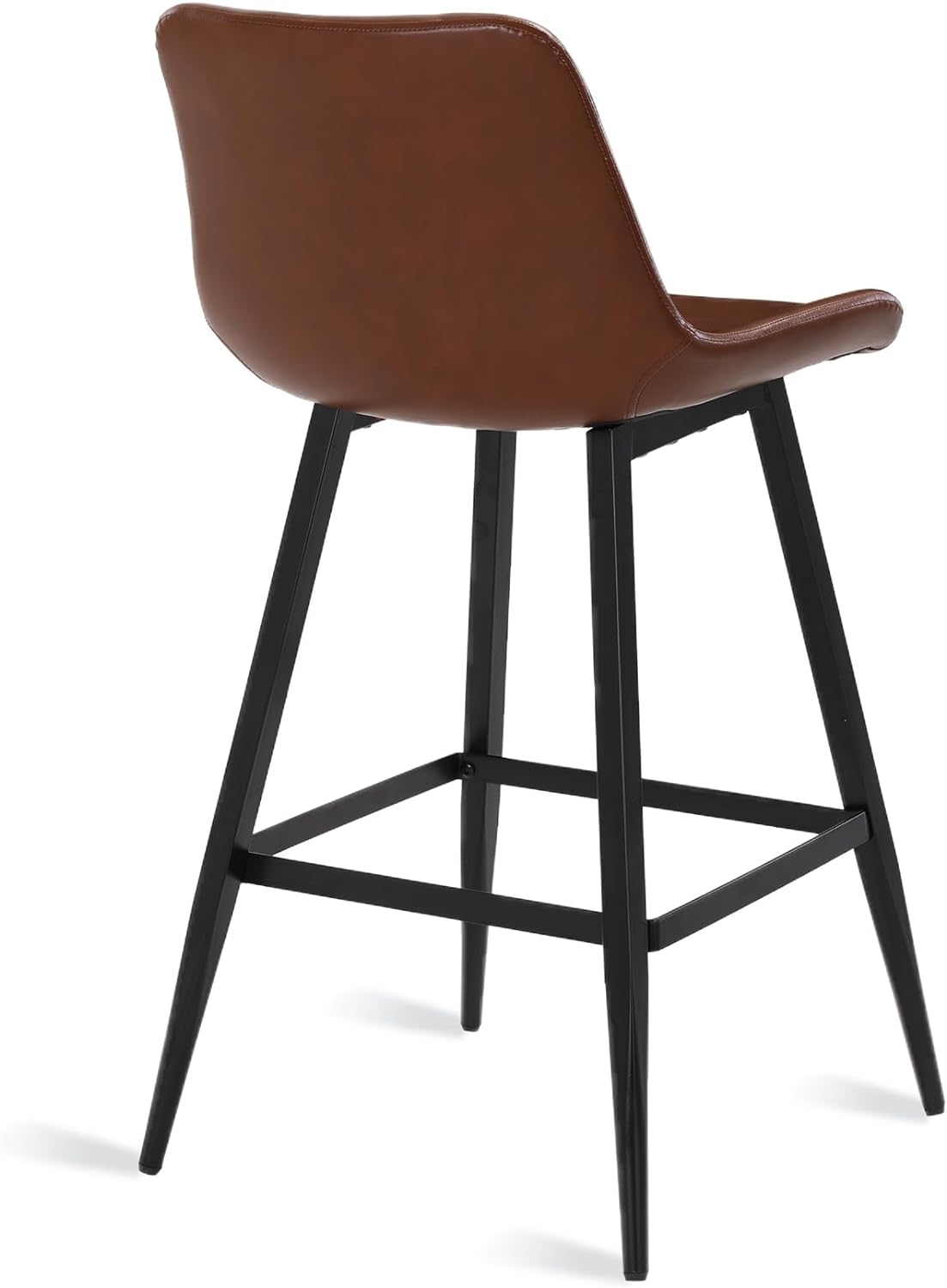 Dycanpo 26” Counter Height Bar Stools Set of 4, Modern Faux Leather, for Home Kitchen,Dark Brown