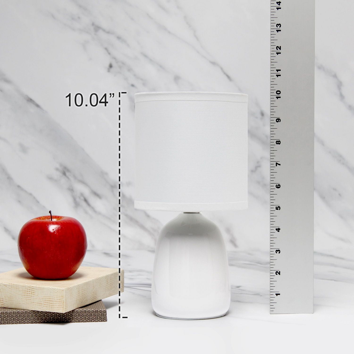 Simple Designs 10.04" Tall Traditional Ceramic Thimble Base Bedside Table Desk Lamp with Matching Fabric Shade for Home Decor, Nightstand, Bedroom, Living Room, Entryway, Office, Black