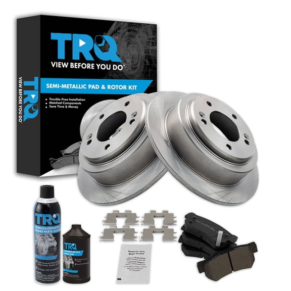 TRQ Rear Brake Pad & Rotor Kit; with Chemical Kit Semi-Metallic Fits 2004-2006 Kia Amanti