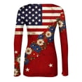 thumbnail image 5 of Bbyeadc 250 Years America Shirt Long Sleeve Knit Freedom T-Shirt Flag Print Crew Neck Slim Top Patriotic Gift for Women,Blue(XXXL), 5 of 6