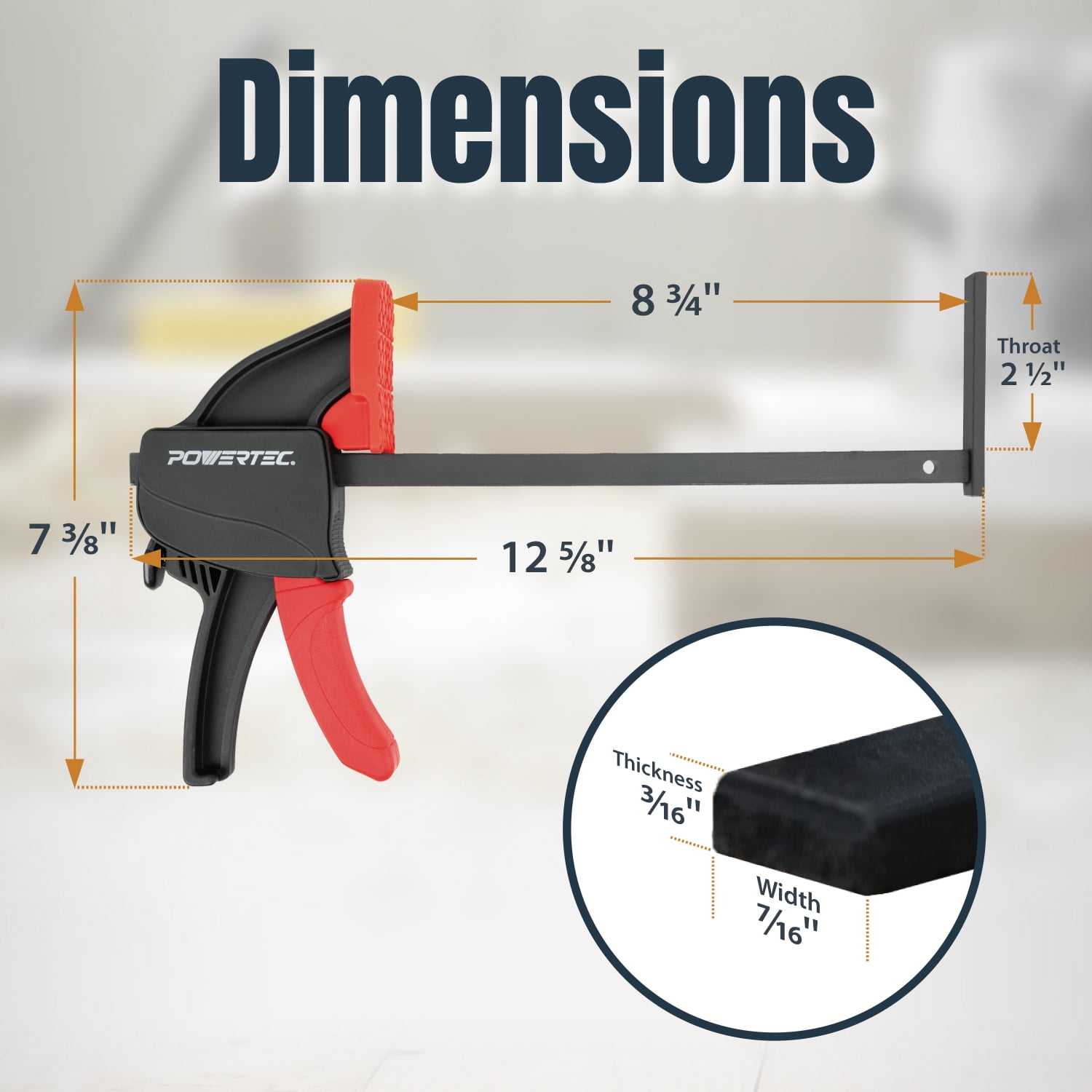 POWERTEC 2PK Tracksaw Track Guide Rail Clamp, 8-3/4 Inch Quick Release Clamps for Circular Saw Guide Rail System, Woodworking, 71423