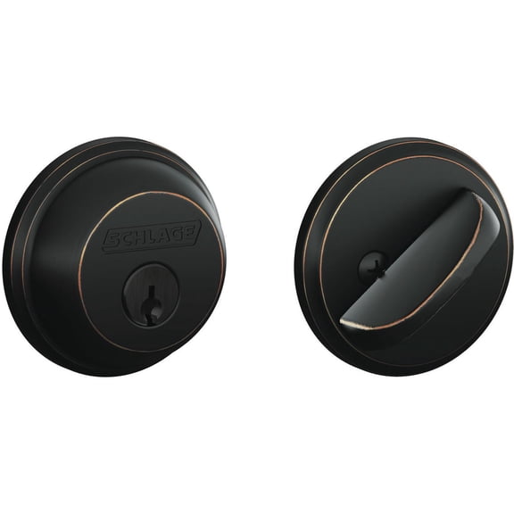 Schlage B60N716 Deadbolt, Keyed 1 Side, Aged Bronze