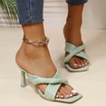 thumbnail image 4 of Sandalias de tacón alto para mujer, para ocio, vacaciones, cabeza cuadrada, plisadas, cruzadas Wmkox8yii ytu2594, 4 of 9