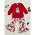 thumbnail image 4 of Kid Toddler Girls Pants Clothing Set, 6 12 18 24 Months 2T 3T 4T 5T Tree Print Long Sleeve Sweatshirt with Flare Pants Christmas Outfit, 4 of 9
