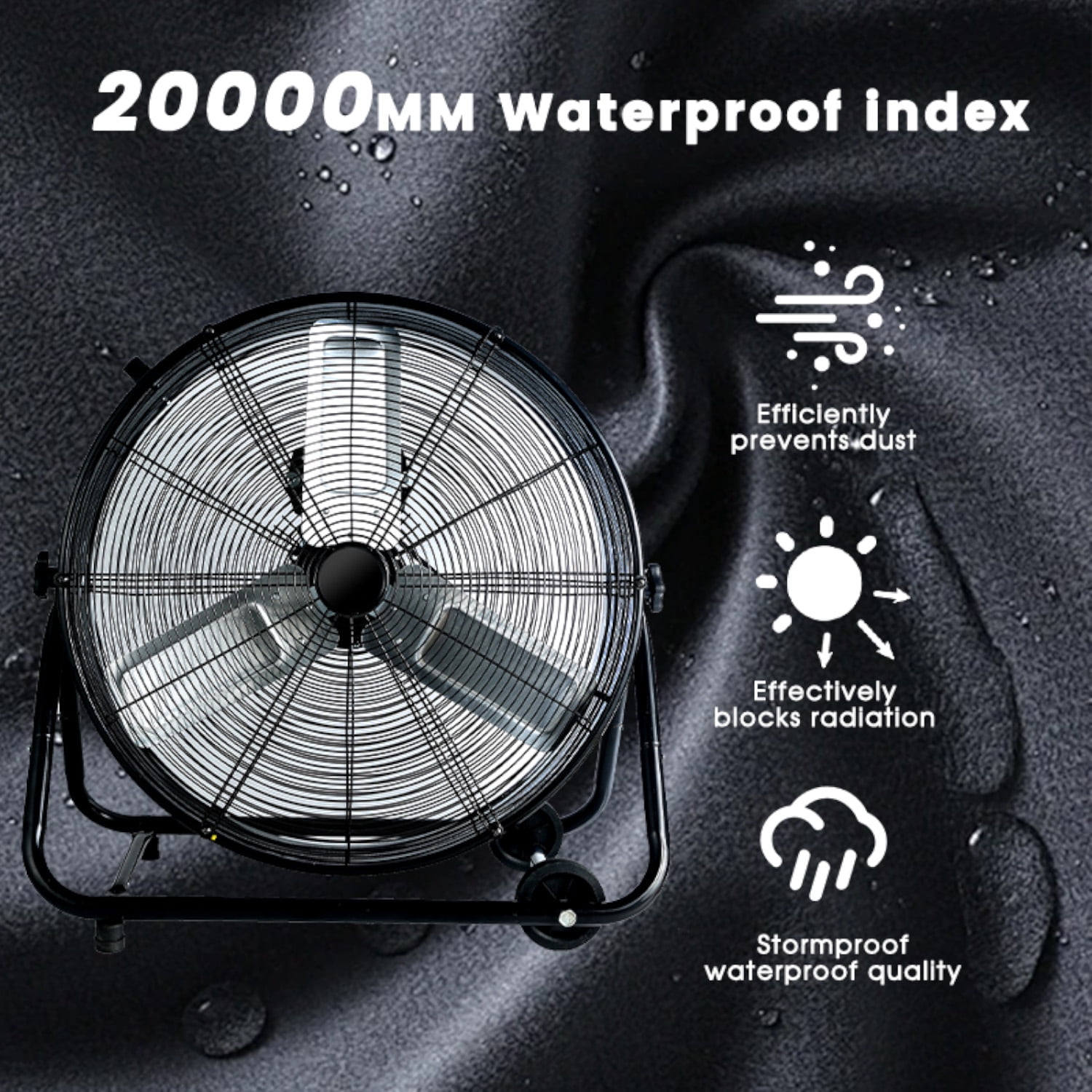 Industrial Fan 36 Inch Heavy Duty Drum 3 Speed 20000 CFM Air Circulation High Velocity Fan For Warehouse, Workshop, Factory, Commercial, Residential and Greenhouse Black