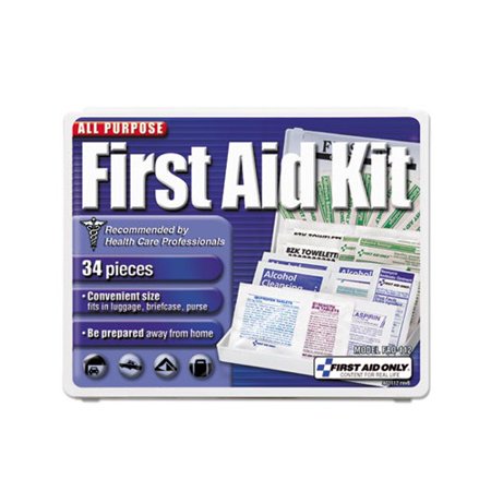 All-Purpose First Aid Kit 34 Pieces  3 3/4 x 4 3/4 x 1/2  Blue/White