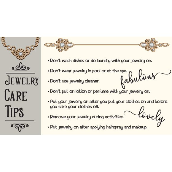 Conseils de Soin des Bijoux - Ensemble de 50 Cartes de Conseils de Soin - Conseils de Soin des Bijoux Papeterie - Idéal pour Bijoux Boutiques et Représentants de Bijoux MLM