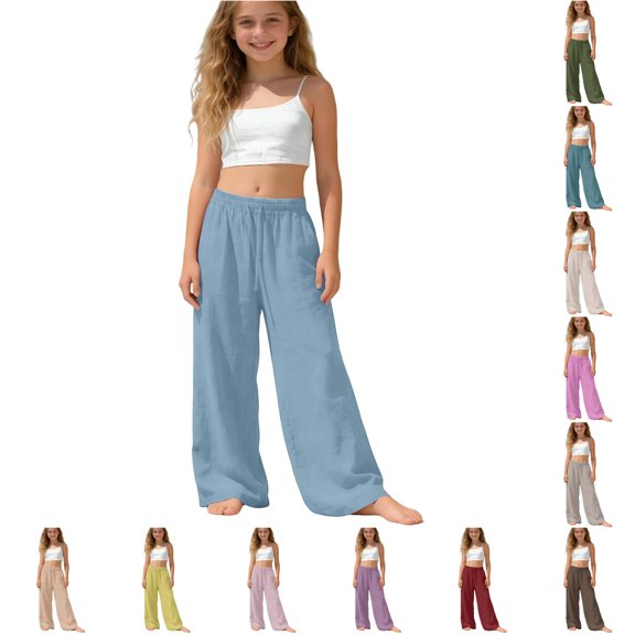 Stylish and Comfortable Casual Pants for Girls Soft Everyday Wear with Elastic Waist Playful Outdoor and School Trousers Dance 14-15 Years