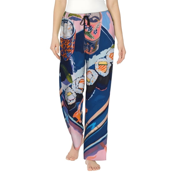 Balery Colorful Sushi Food Art Pantalones de pijama para mujer, pijamas ultraligeros, pantalones de estar por casa-3X-Large