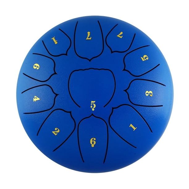 Tambor de acero Tambor de lengua de acero de 10 pulgadas, tambor de mano de 11 notas con mazo de tambor, púas para dedos, percusión para meditación y Yoga Abanopi Tambor de acero