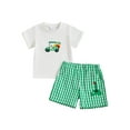 thumbnail image 2 of Qmyliery Baby Toddler Boy Golf Outfit Cart Embroidery Short Sleeve T-shirt Plaid Shorts with Pockets 2 Pcs Set 6 12 18 24 Months 3 Years, 2 of 10