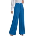 thumbnail image 5 of Favoffer Women's High Waist Suit Pants Solid Color Elastic Waist Straight Wide Leg Pocket Casual Work Trousers Business Office Bottom for Commute Travel, 5 of 8