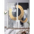 thumbnail image 3 of Black Gold Sheer Curtains 108 Inches Long 2 Panels Watercolor Geometric Light Filtering Semi Sheer Window Curtains Drapes for Bedroom Living Room 52"x108", 3 of 7