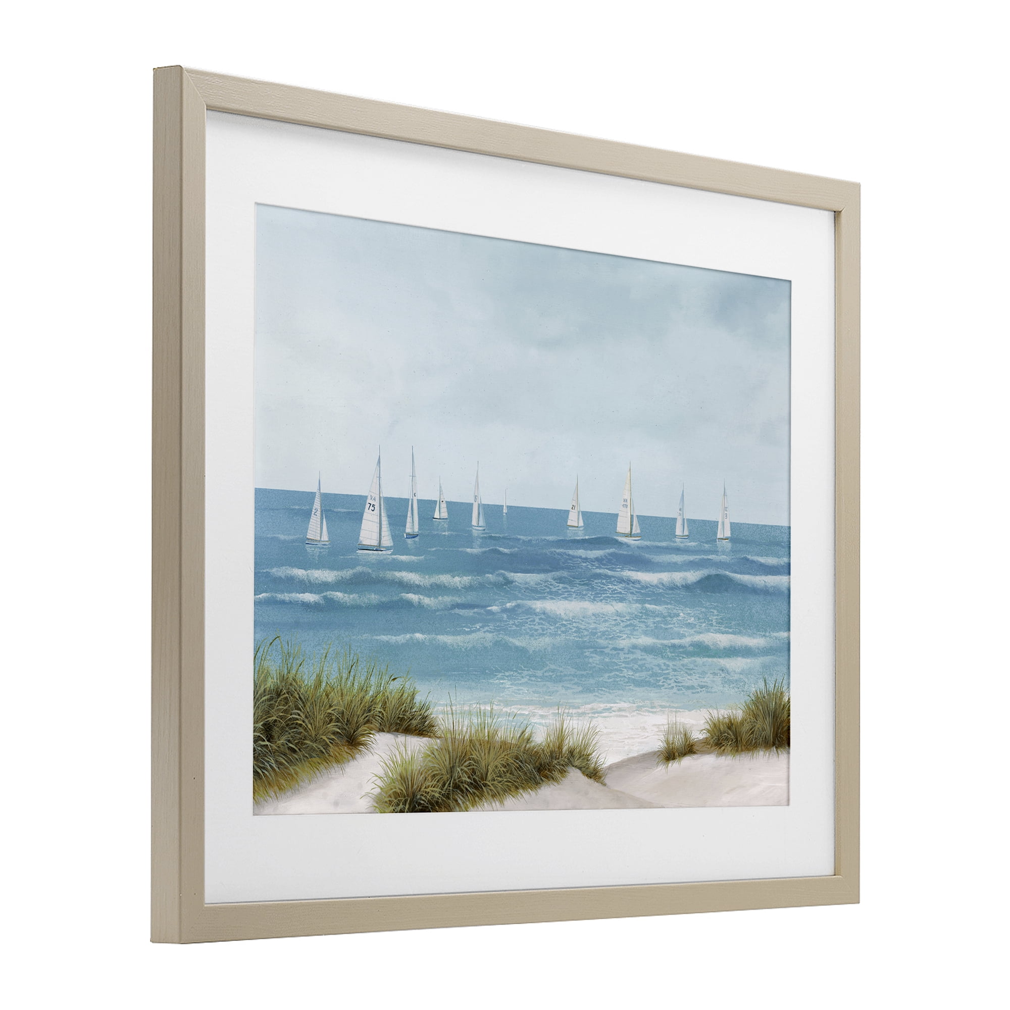 Stupell Industries Sail Away Seaside Boats Birch Framed Print Under Glass, design by Lorenzo Collective