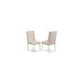 thumbnail image 3 of Modern 3-Piece Dinette Set - Round Table & 2 Cream Linen Chairs - Kitchen Dining Room Furniture, 3 of 5