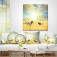 thumbnail image 4 of Designart Sunset over Grassland with Zebras - African Landscape Printed Throw Pillow - 18x18, 4 of 5