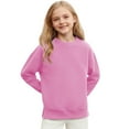 thumbnail image 4 of Cotton Sweatshirts for Girls Crewneck Plain Pullover with Pockets Side Split Hem Casual Long Sleeve Fall Tops (13 Years, Pink), 4 of 7