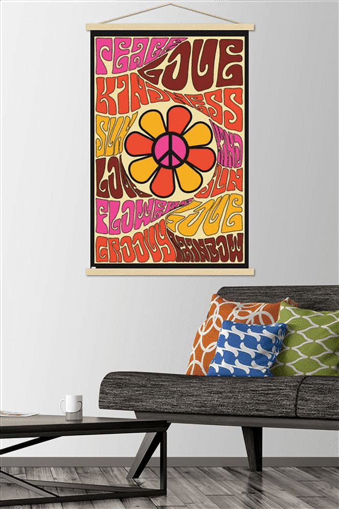 Peace, Love, and Kindness Wall Poster with Magnetic Frame, 22.375" x 34"