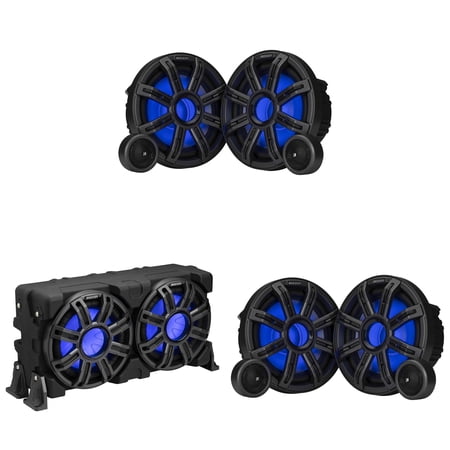 Kicker Marine (2) 51MSS8 Premium 8 Components & 51MWLE104 10 Loaded Enclosure LED Marine Audio Upgrade