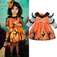 thumbnail image 2 of MUXiin Toddler Girls Halloween Bat Print Mesh Long Sleeve Party Dress with Ruffle Skirt for Fall Celebrations Halloween Dress For Girls for 12-18 Months, 2 of 9