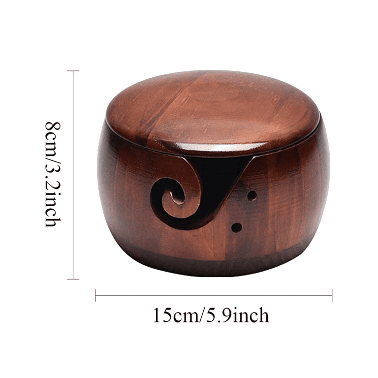 Wooden Yarn Bowl, 6 X 3 Inch Handmade Yarn Holder for Crocheting, Knitting  Bowl for Knitters With Wooden Crochet Hook and Travel Bag Gift 