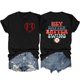 thumbnail image 1 of Camisetas de Manga Corta para las Mujeres Carta Impresa Doble Cara Suelta Tee, Casual Vintage Verano Top Mujeres, 1 of 3