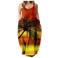 thumbnail image 1 of Robe Longue d'Été pour Femme à Col Rond, Imprimée, Sans Manches, Grande Taille, à Enfiler, à Bretelles Spaghetti, Longue Robe Maxi avec Poches, 1 of 4