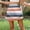 Blue, variant on IUYRTFE Women's Retro Colorblock Stripe High Waist A-Line Mini Skirt Side Zipper Summer Cotton