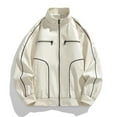 thumbnail image 2 of Fjofpr Leather Jacket Men Xxl Man Streak Solid Color Pockets Zipper Lapel Leather Coat, 2 of 4