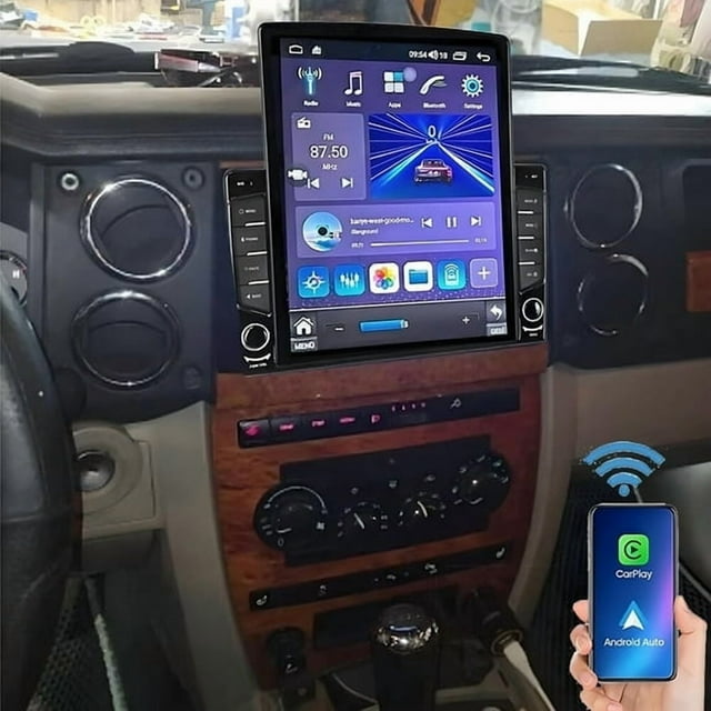 Stéréo de Voiture Double Din pour Jeep Commander 2006-2010 - Écran 9,7 Pouces, Unité de Navigation GPS avec CarPlay Sans Fil Intégré, Caméra de Recul, Bluetooth, WiFi, Swc / 2+32G